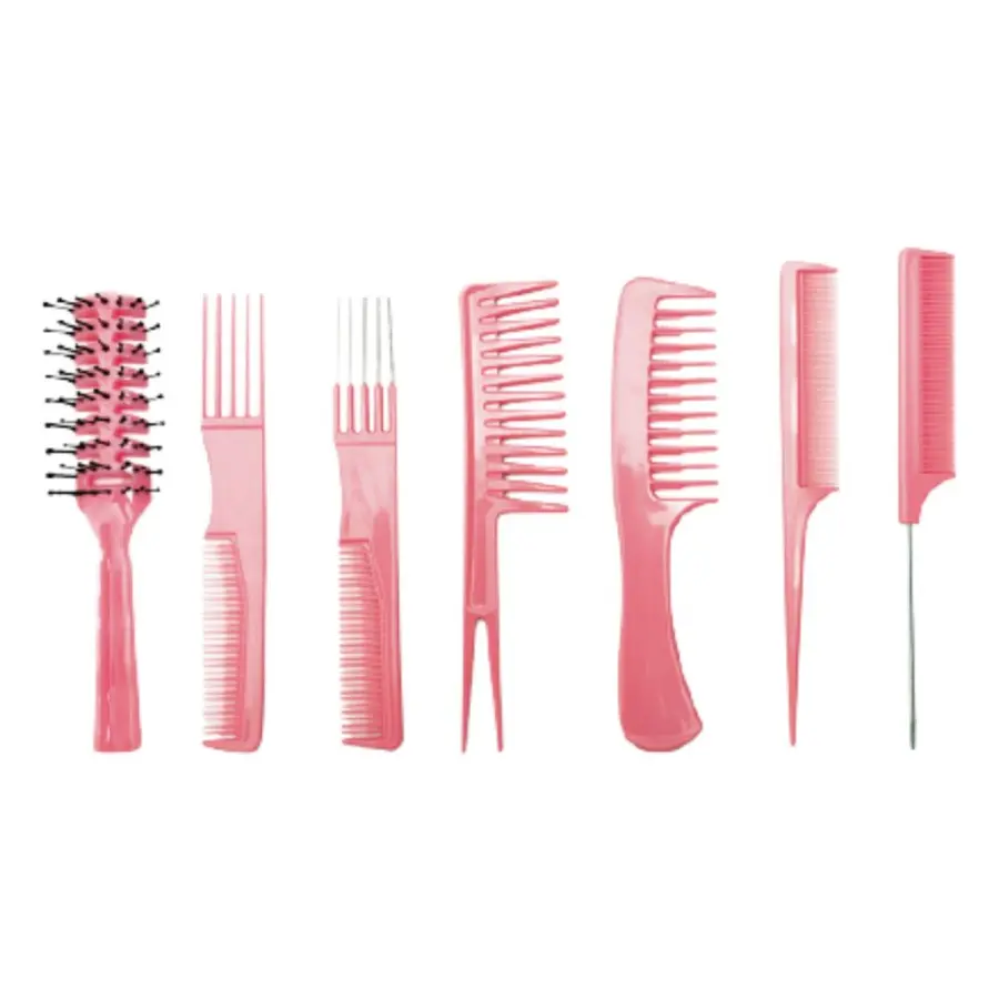 BIFULL Set of 7 Combs With Case Pink